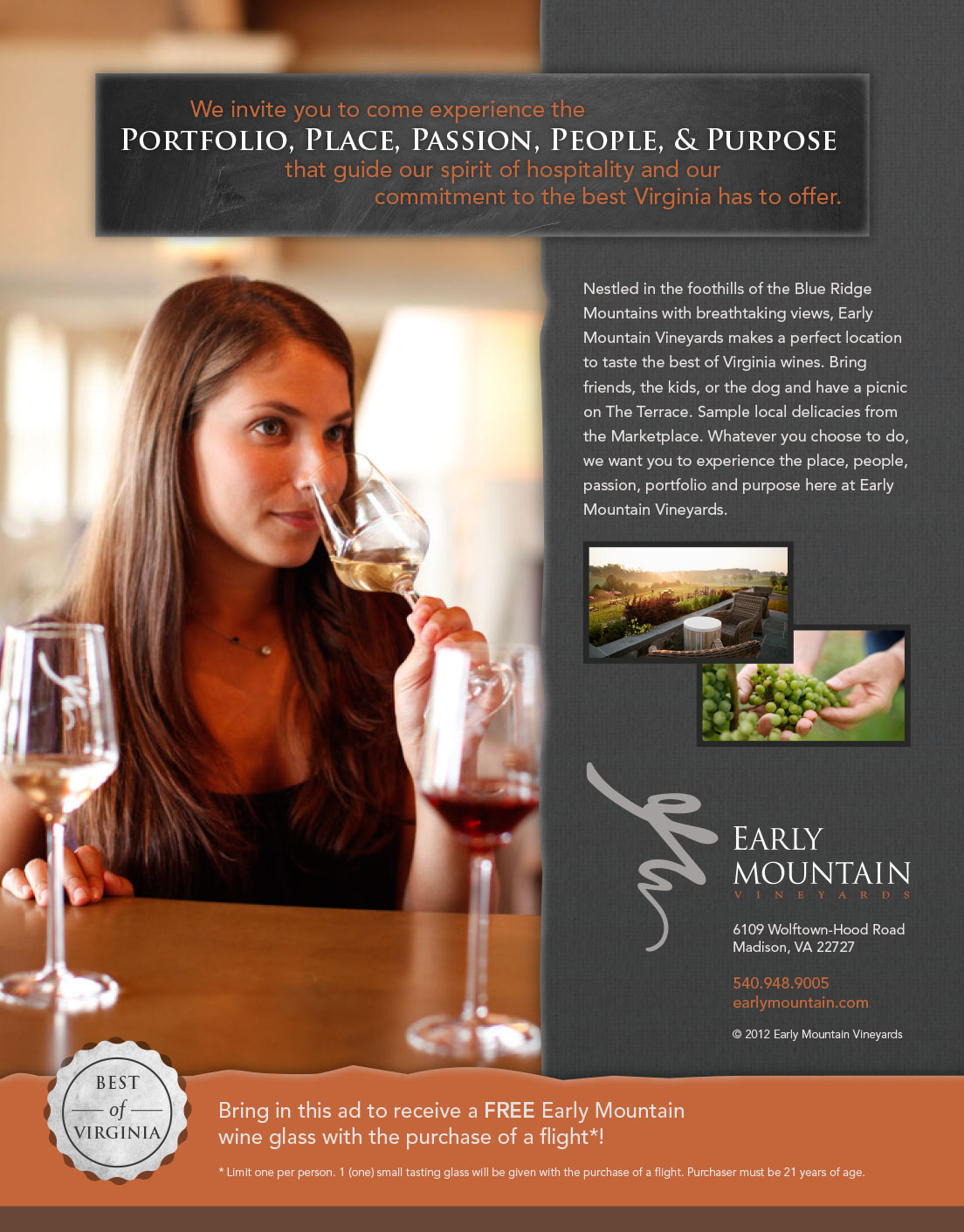 Print Ad for Early Mountain Vineyards