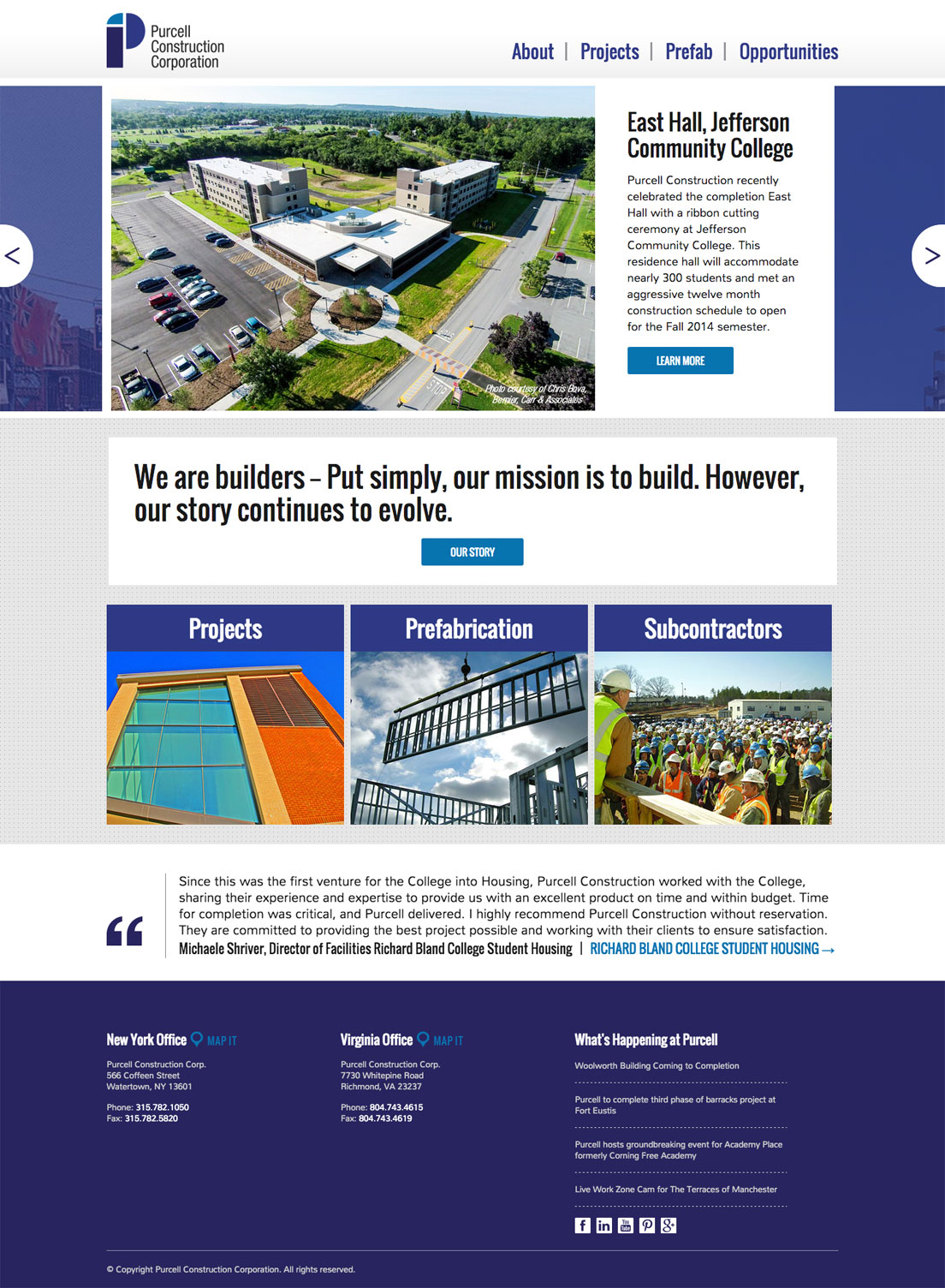 Website Design for Purcell Construction Corporation