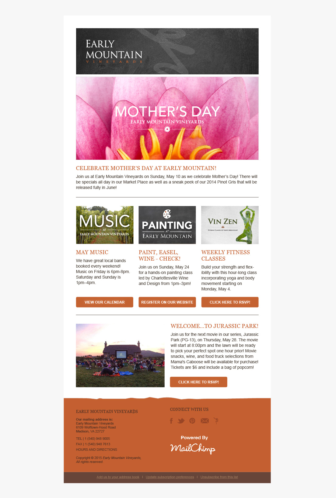 Email Newsletter Design for Early Mountain Vineyards