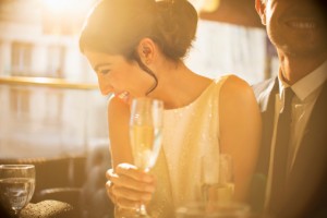 Couple having champagne together