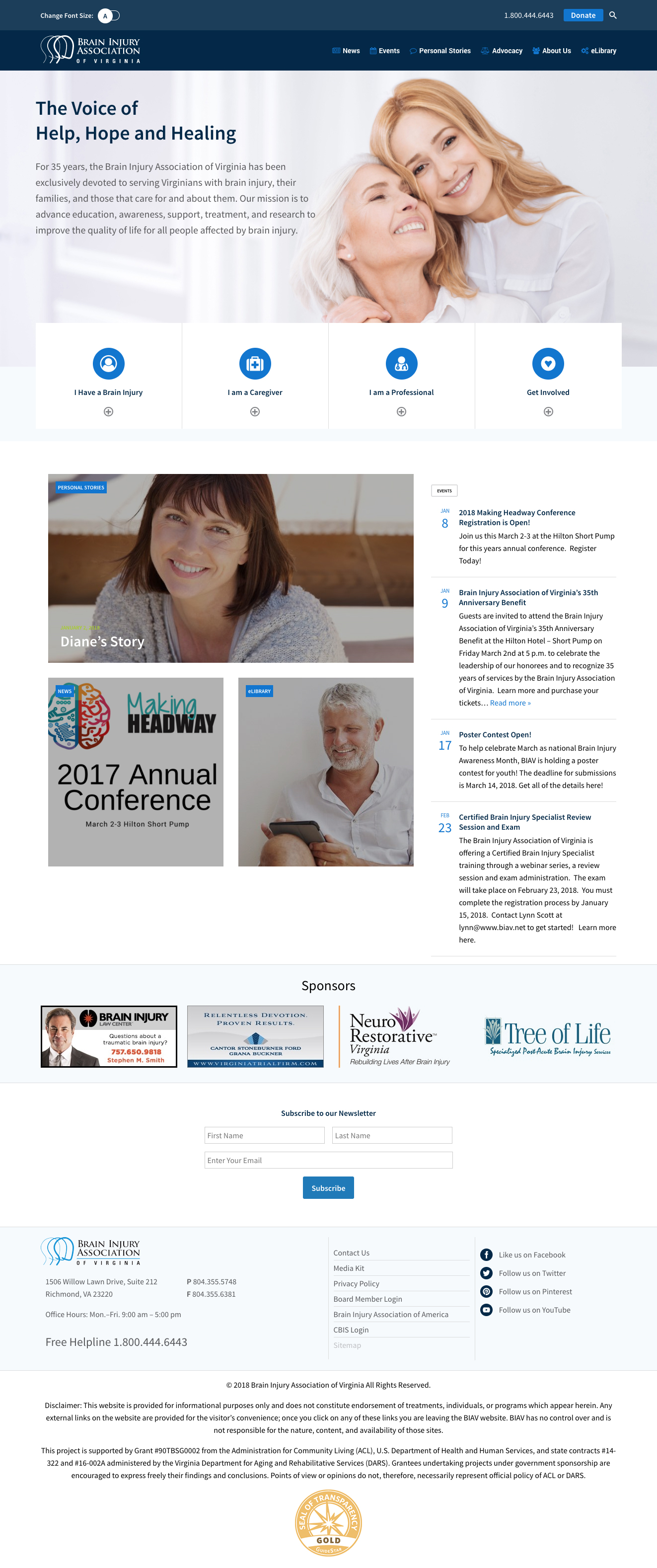 Website Design & Development for Brain Injury Association of Virignia